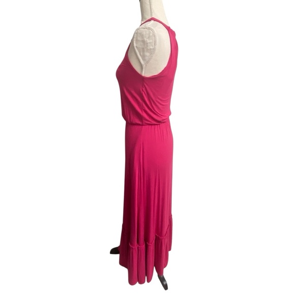 Rachel Zoe Fuchsia Pink Halter Maxi Dress Tiered Hem NWT Size Small - Picture 9 of 14